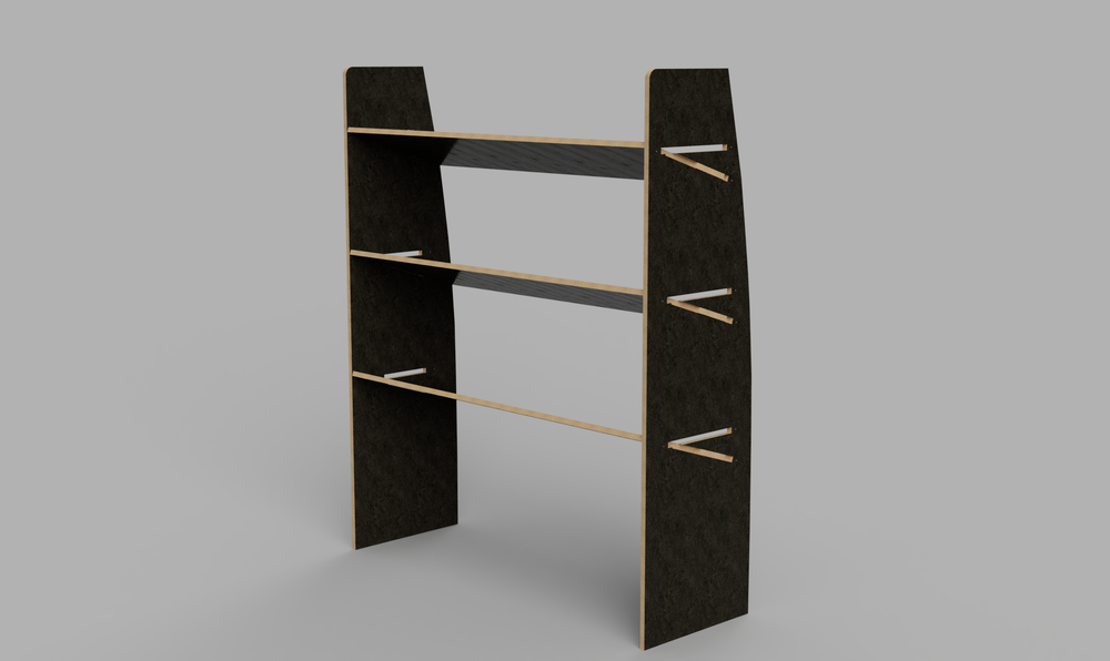 Sprinter SWB 2018 Onwards - Angled Driver's Side Front Brown Phenolic Shelving Unit