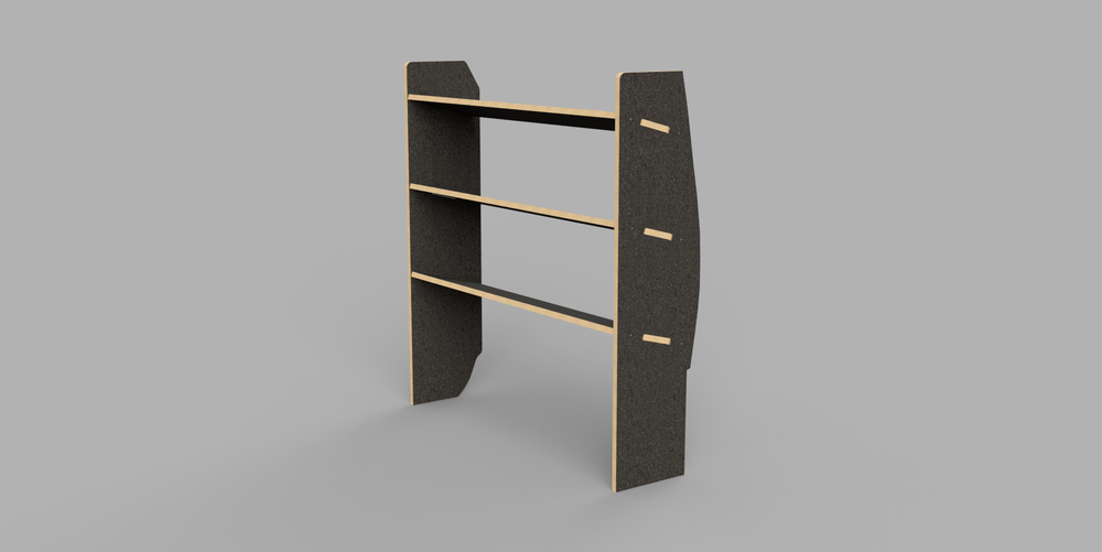 Vivaro SWB 2019 Onwards - Angled Driver's Side Front Brown Phenolic Shelving Unit