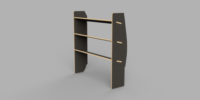 Vivaro SWB 2019 Onwards - Angled Driver's Side Front Brown Phenolic Shelving Unit