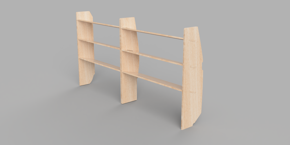 Vito XLWB 2015 Onwards - Angled Driver's Side Full Side Plywood Shelving Unit