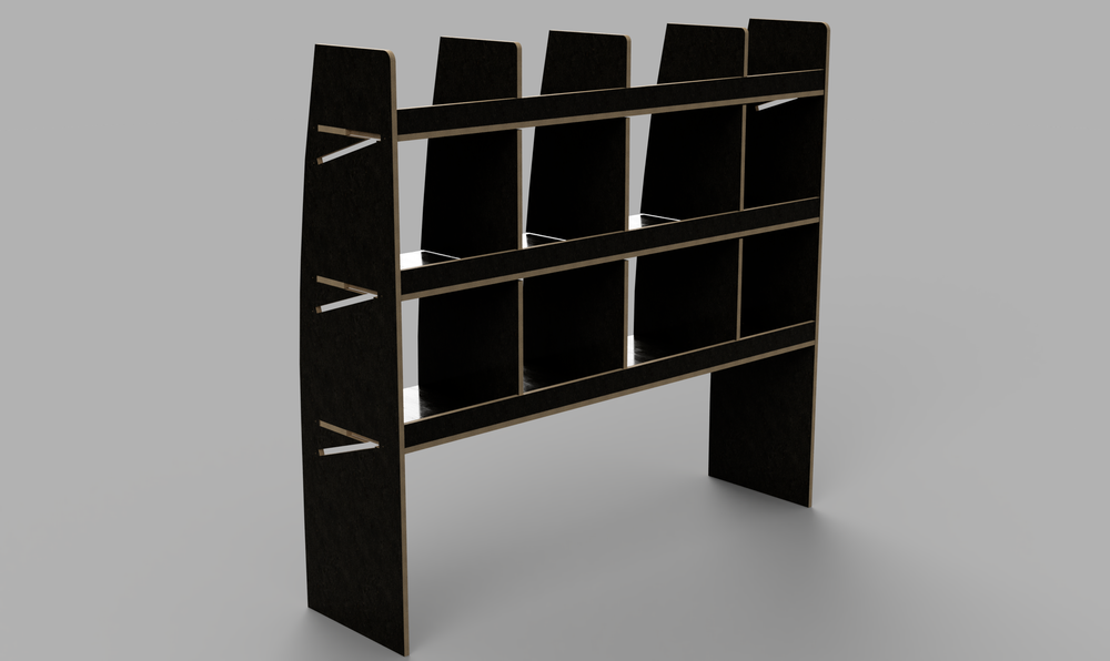 Transit XLWB 2014 - 2024 - Pigeonhole Passenger's Side Rear Brown Phenolic Shelving Unit