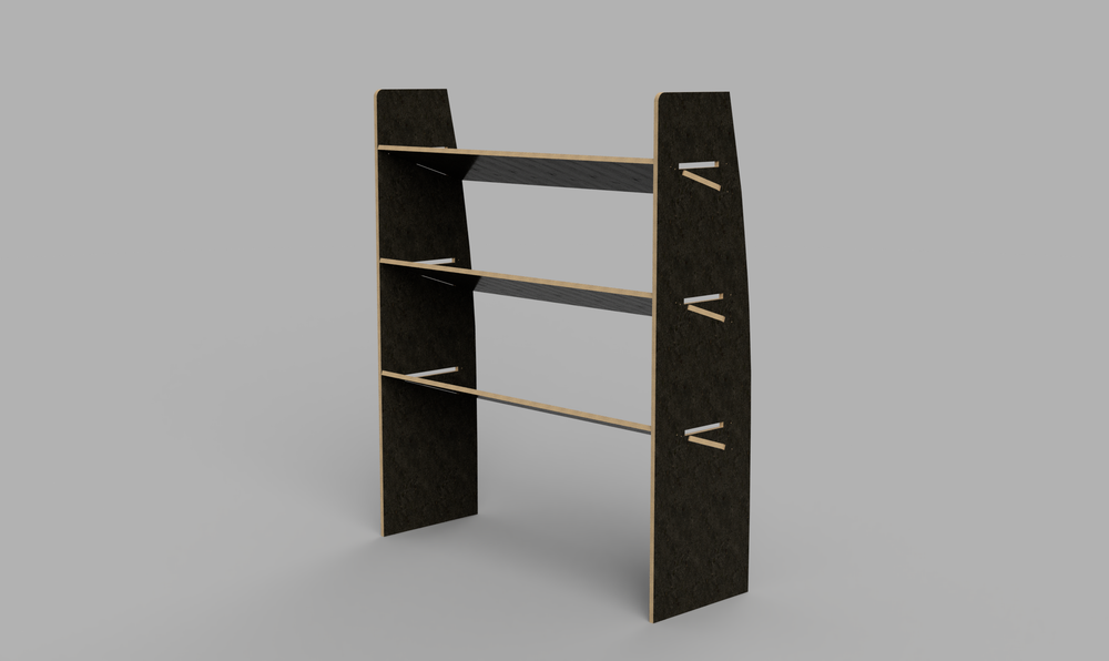 Master MWB Crew 2010 Onwards - Angled Driver's Side Rear Brown Phenolic Shelving Unit