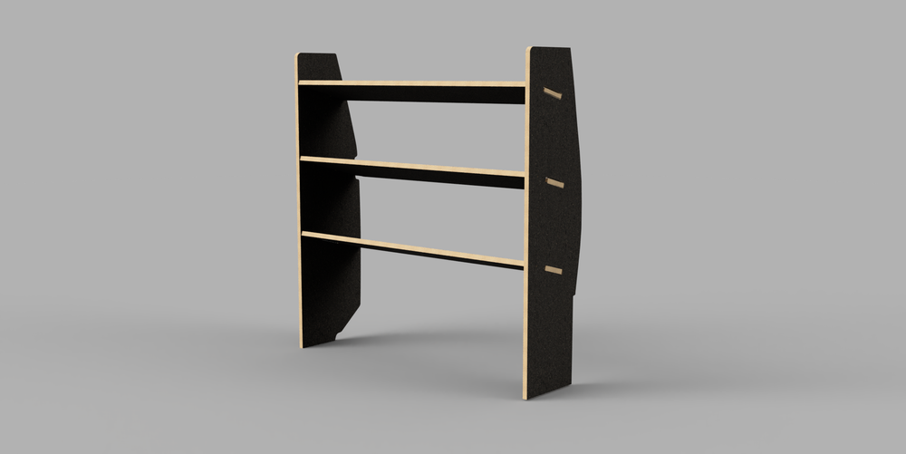 Custom SWB 2023 Onwards - Angled Driver's Side Rear Brown Phenolic Shelving Unit