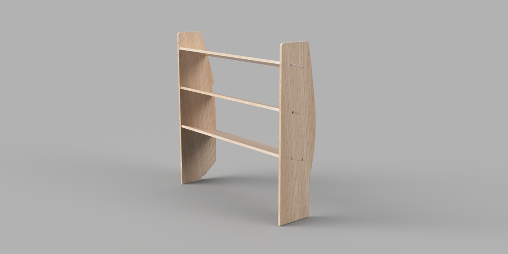 Scudo LWB 2022 Onwards - Angled Driver's Side Rear Plywood Shelving Unit